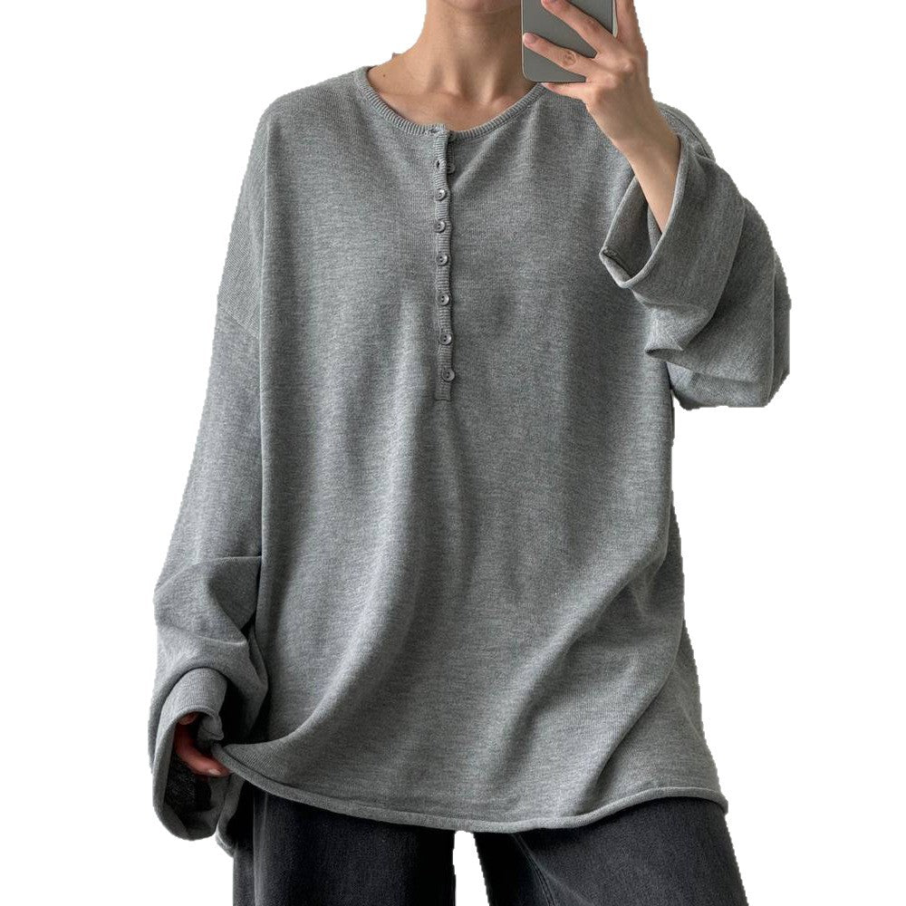 Kvinders afslappede strikkede sweater med moderne knapdetaljer Stilla