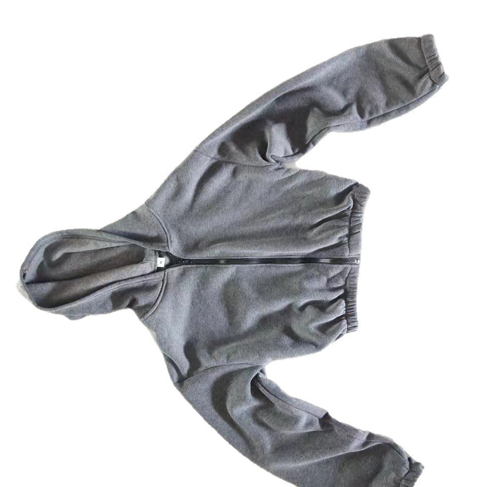Kvinders cropped hoodie jakke med fuld lynlås og afslappet pasform Skovae