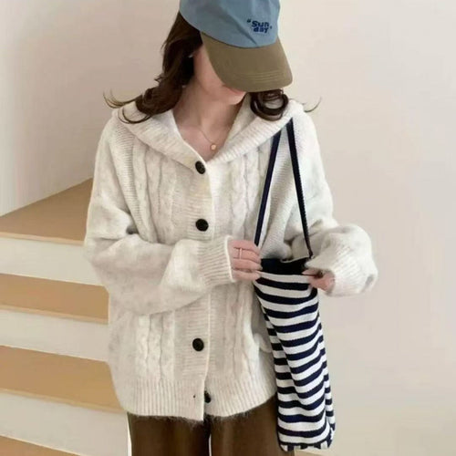 Damerne Cozy Cardigan med Komfortabel Hættekrave og Iøjnefaldende Knapper Stilla
