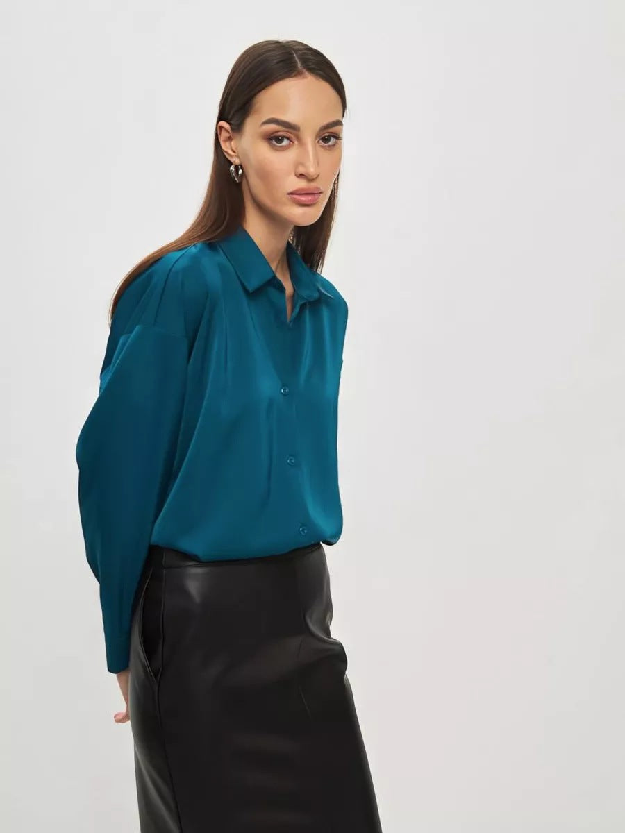 Damer Elegant bluse top lavet af kvalitets satin Stilla