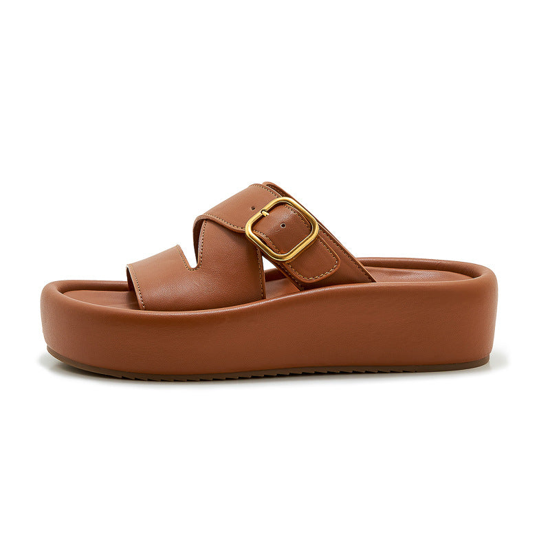 Dame platform sandaler med glinsende spænde lukning og behagelig sål Stilla