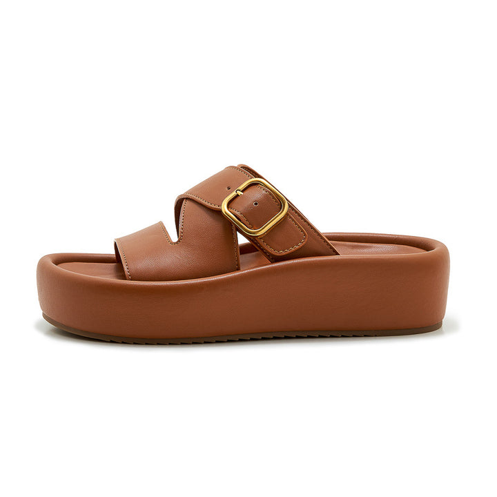 Dame platform sandaler med glinsende spænde lukning og behagelig sål Stilla