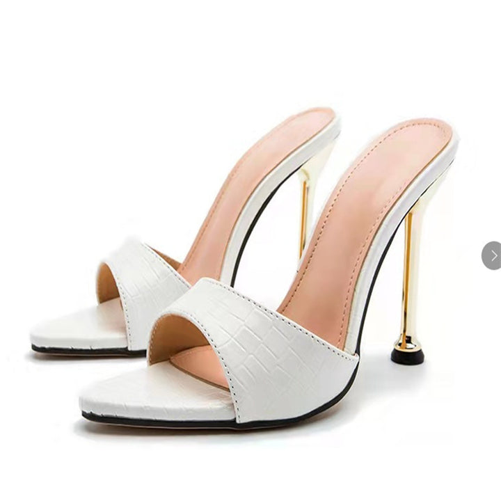 Dame Højhælede Slippers med elegant Krokodil Prægning Stilla