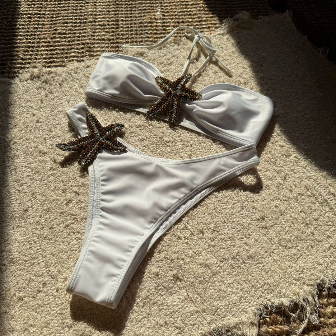 Dame Bikini med glitrende stjerneapplikationer og komfortabel pasform Stilla