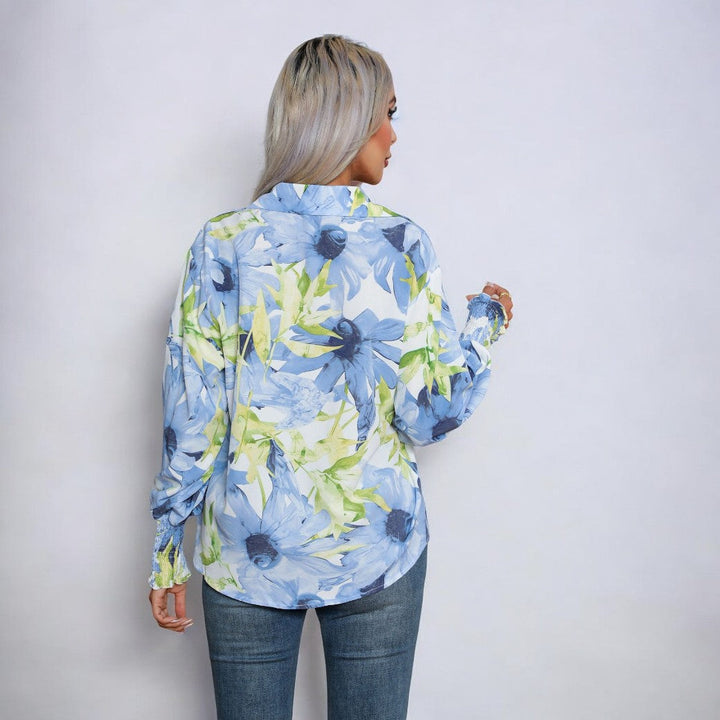 Stilla | Elegant Bluse skjorte med blomster mønster