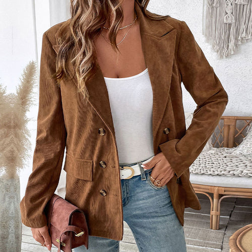 Dame blazerjakke i den trendy kord-stil med to knapper Stilla