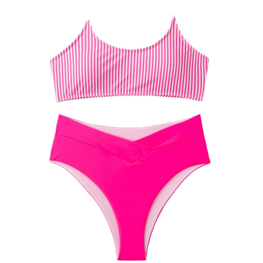 Dame stribet bikini-sæt med høj talje Stilla