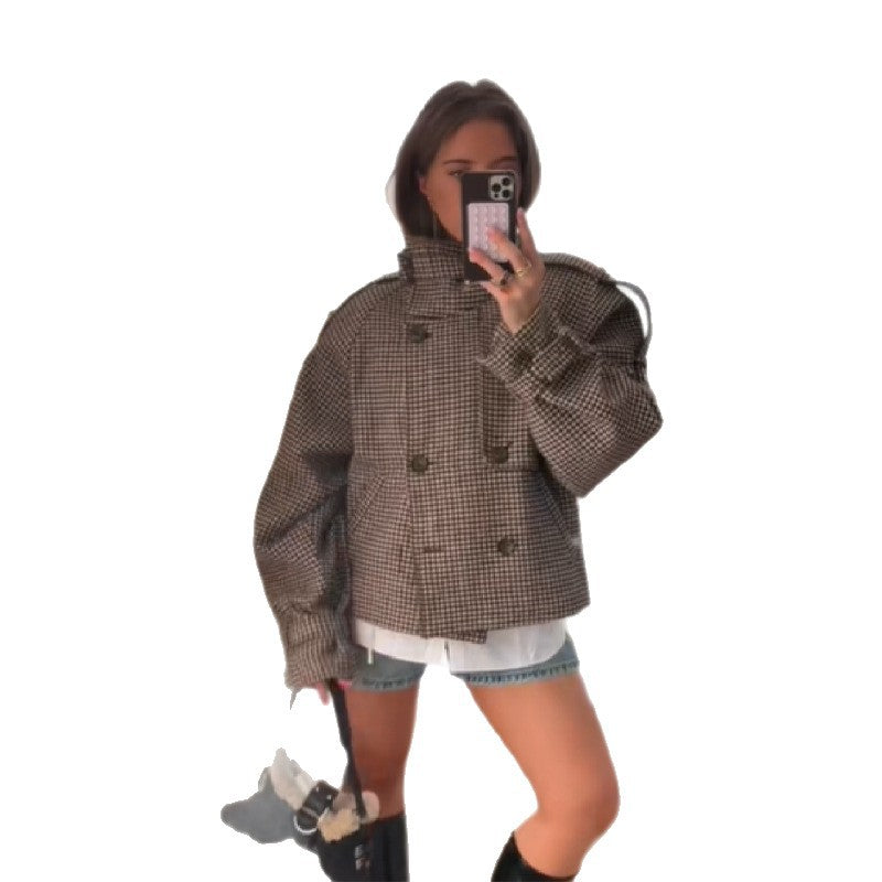 Kvinders fashionable oversized jakke med ternet mønster Stilla