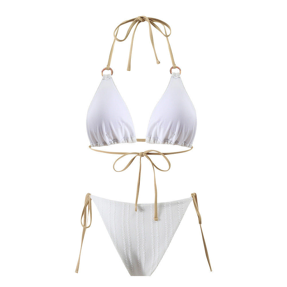 Dame Triangel-Bikini-sæt med raffineret hæklemønster og justerbare bindebånd Stilla