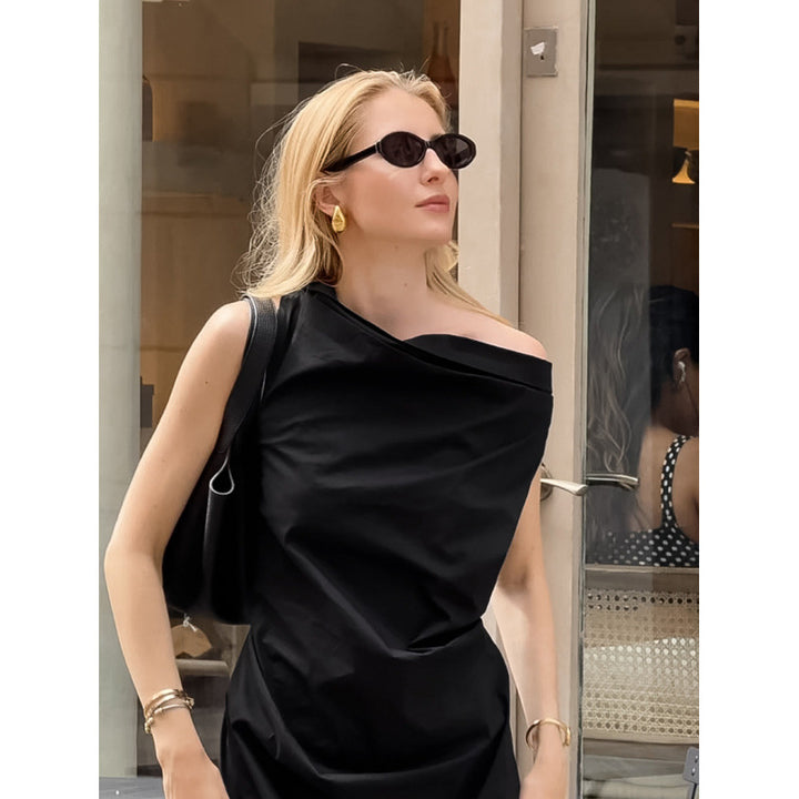 Damen elegantes Wickelkleid mit asymmetrischem Schnitt und schickem Taillendetail Skovae