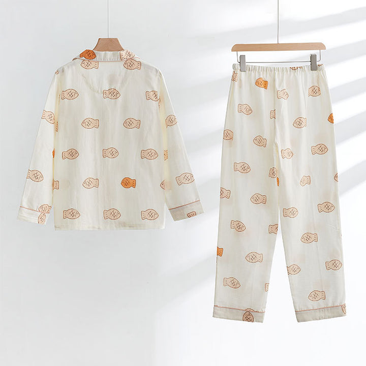 Dame Pyjama-sæt i høj kvalitet, åndbar stof med legende fiske-design Stilla