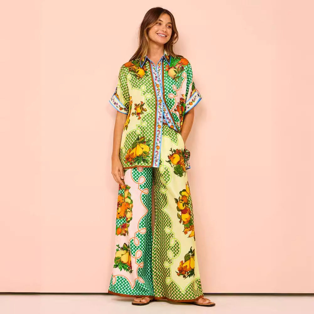 Dame Mode To-dels Sæt i Farverig Patchwork Stil Stilla