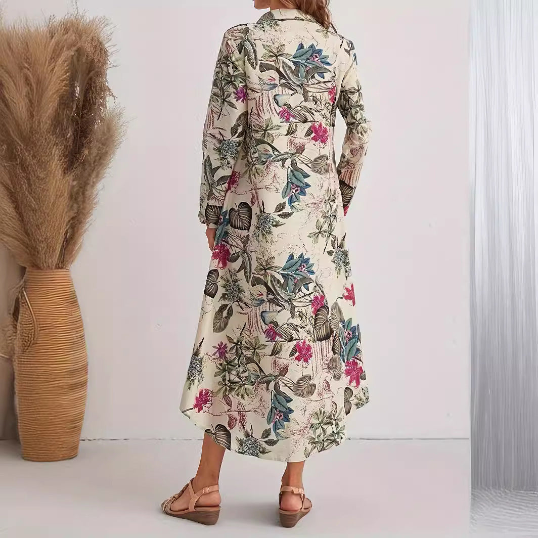 Femme Langærmet Blomster Maxi Kjole Stilla