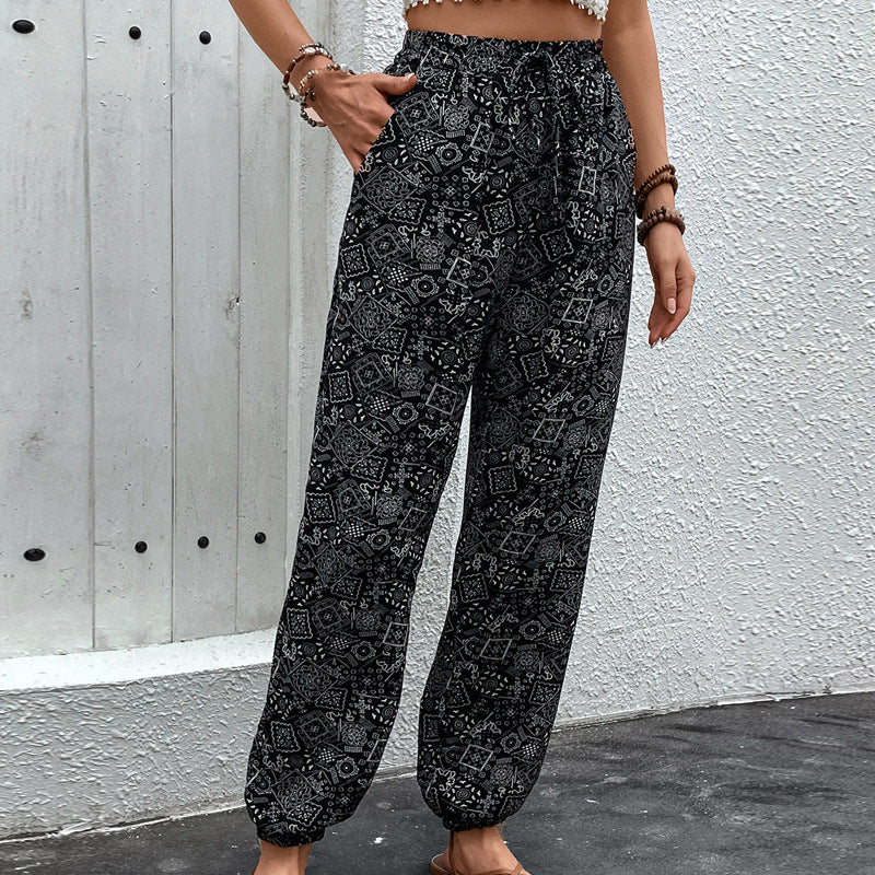 Femme Let Bohemian-stil Bredbenede Bukser Stilla