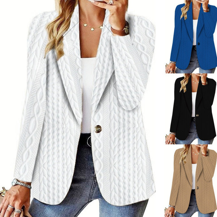 Dame elegant blazer med struktureret kabelstrikdesign Stilla