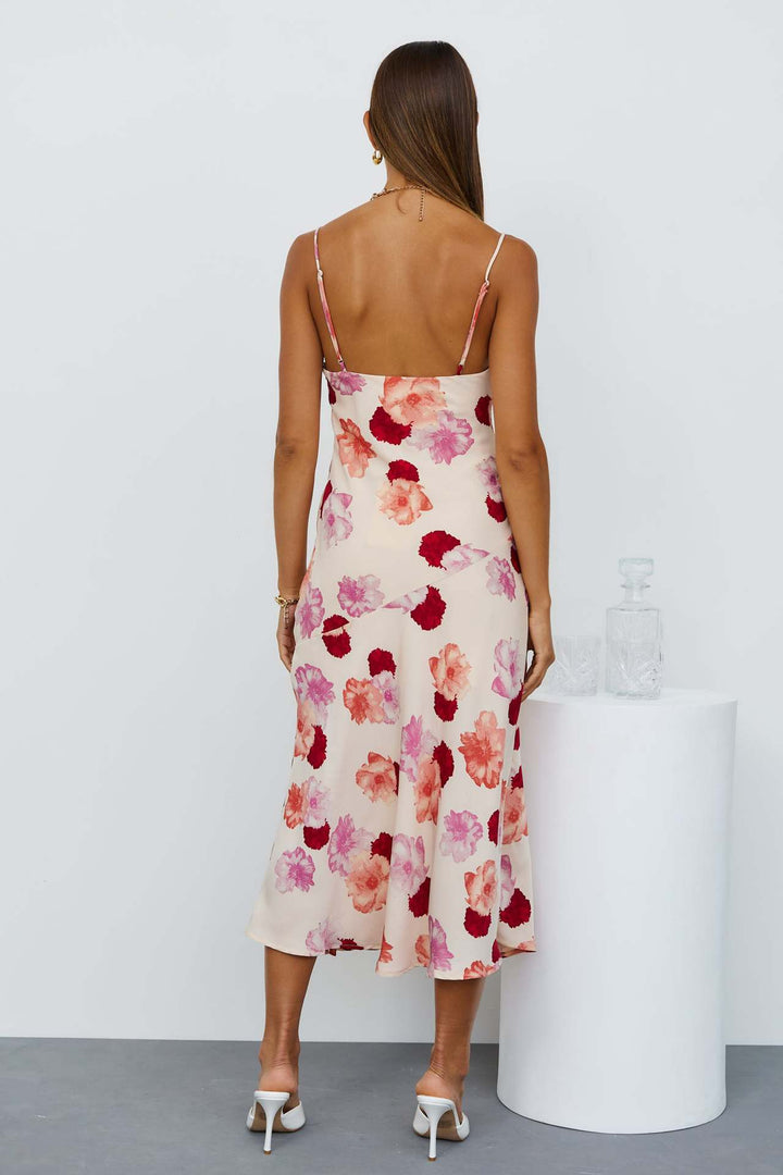 Dame Floral Print Vikkel-Midi-Kjole med Sideslids Stilla