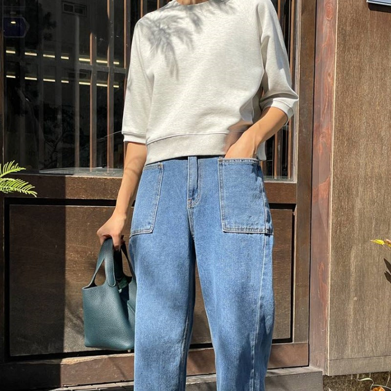 Dame casual sweatshirt med 3/4 ærmer Stilla