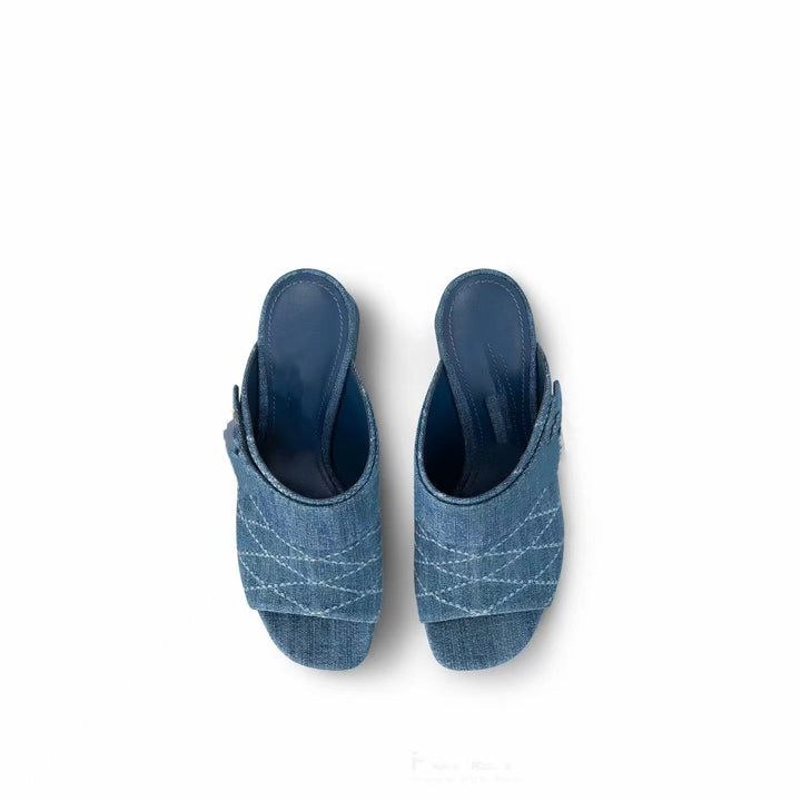 Femme Open-Toe Chunky Heel Mules Stilla