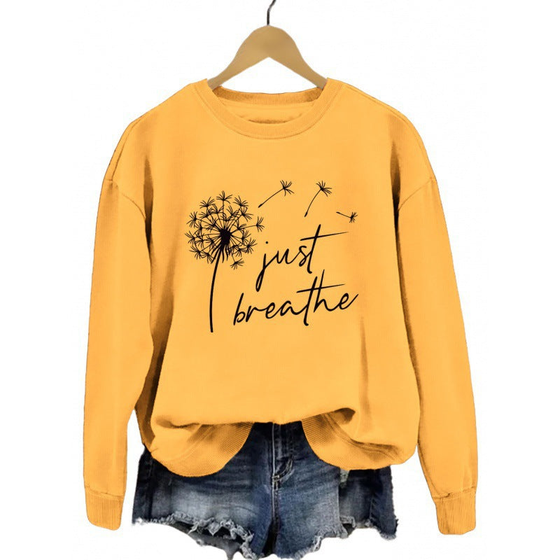 Kvinders sweatshirt med inspirerende mælkebøtte motiv Stilla