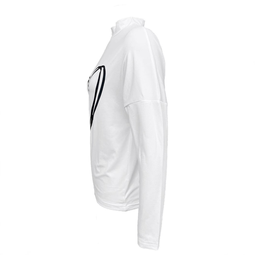 Dame Off-Shoulder Sweatshirt med hjerte motiv og lange ærmer Stilla