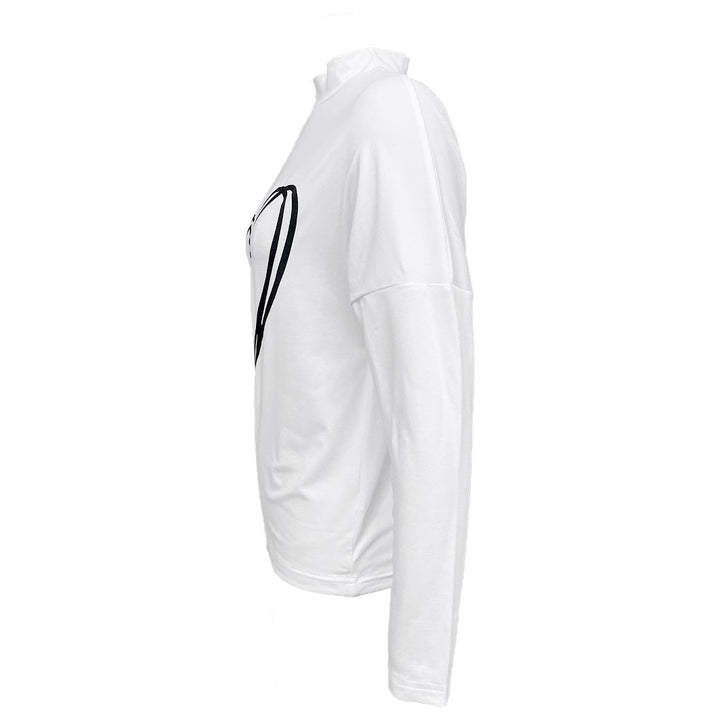 Dame Off-Shoulder Sweatshirt med hjerte motiv og lange ærmer Stilla