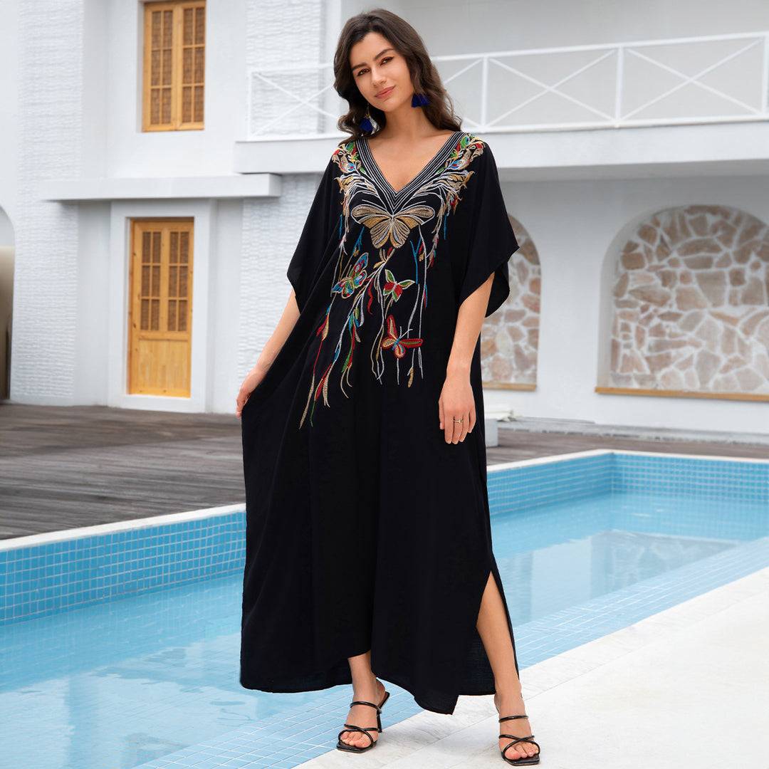 Dame kaftan med kunstneriske broderier og løs pasform Stilla