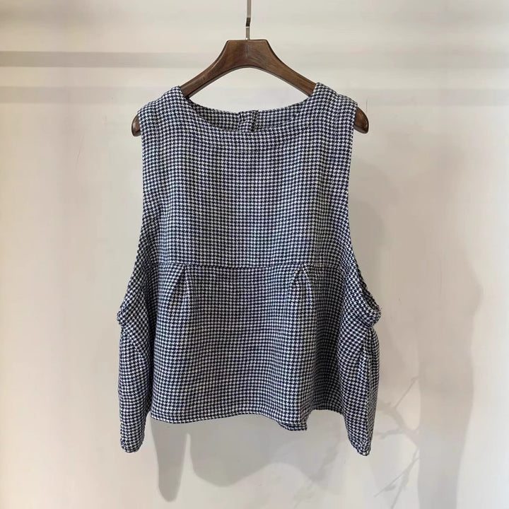 Femme Relaxed Fit ærmeløs linned top med sidelommer Stilla