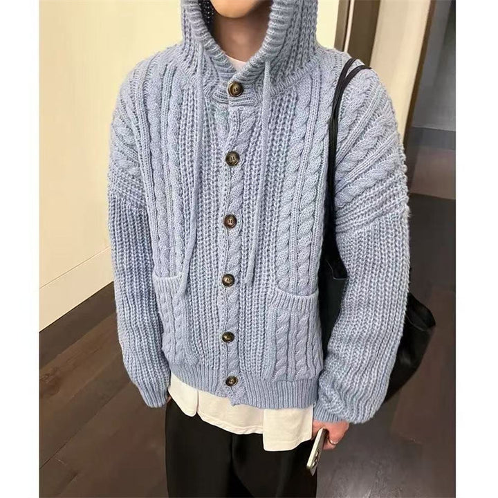 Kvinders chunky strikket cardigan med hætte og store lommer Stilla