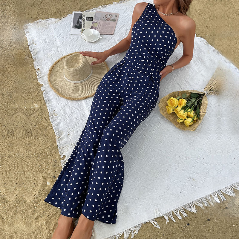 Damer asymmetrisk polka-dot maxi-kjole Stilla