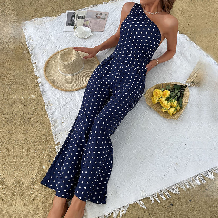 Damer asymmetrisk polka-dot maxi-kjole Stilla