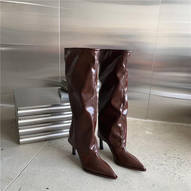 Damer over-knee støvler med elegant spids tåparti og høj hæl Stilla