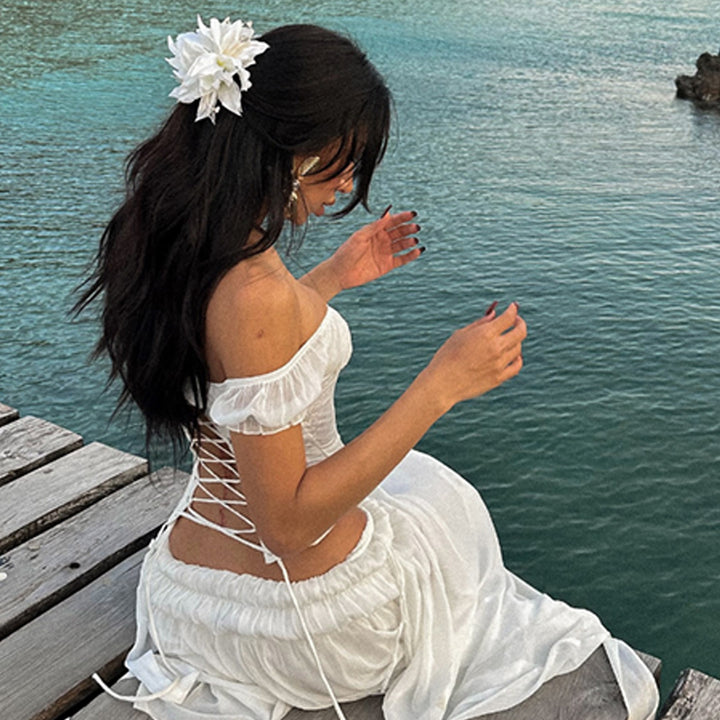 Dame Off-Shoulder Corsage med søde flæsedetaljer Stilla