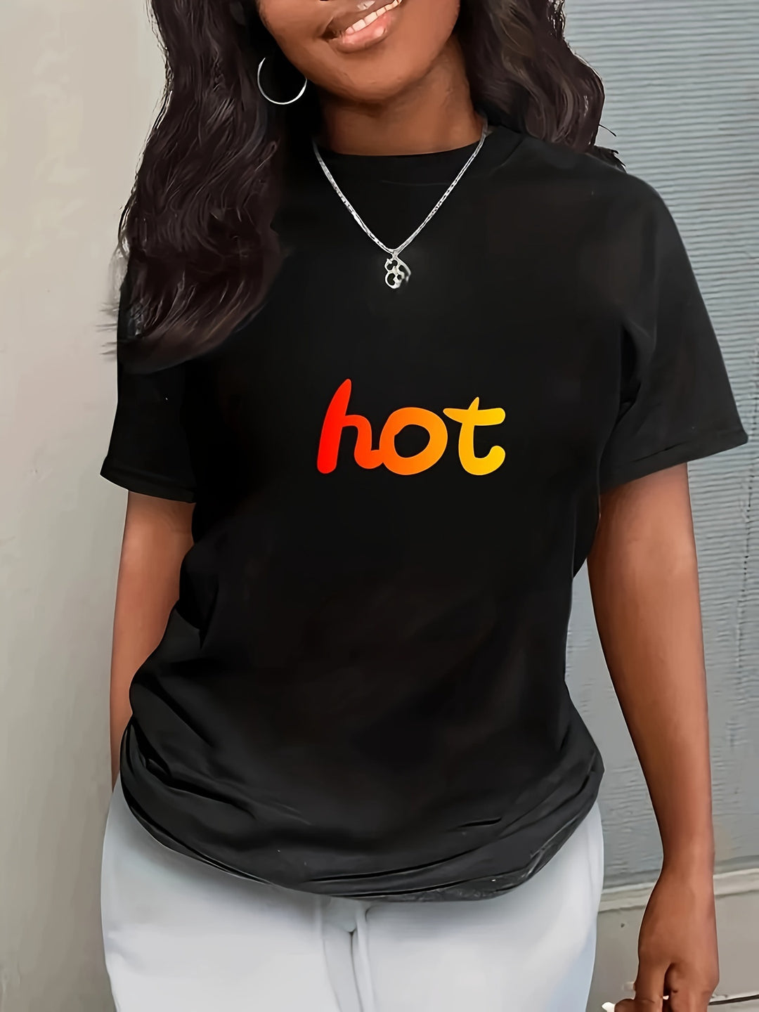 Dame Behagelig T-Shirt med trendy Sommer-print Stilla