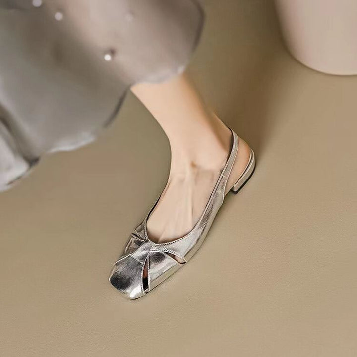 Dame elegante Slingback Mules med firkantet spids og metalliske accenter Stilla