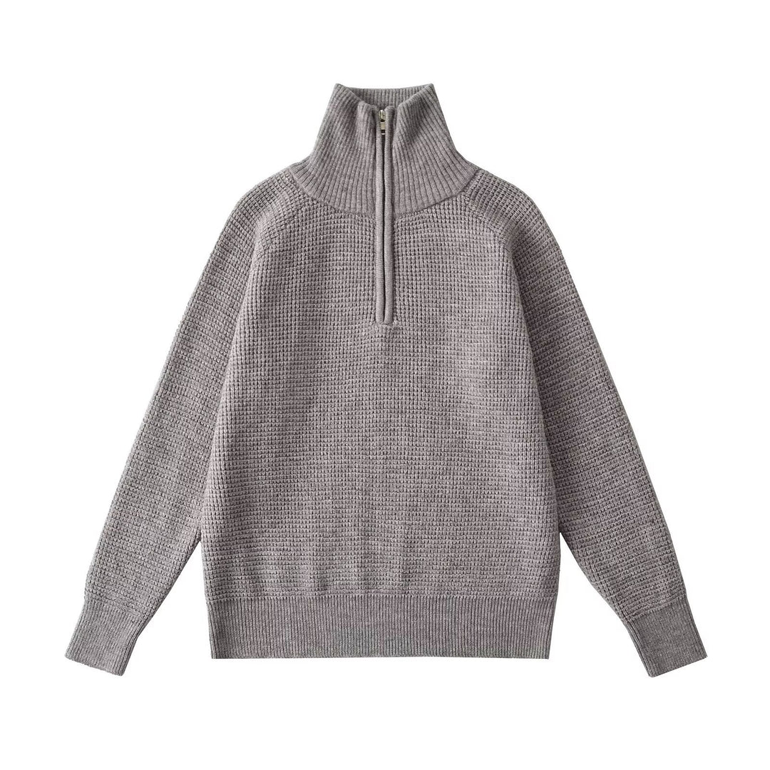 Dame Blød Finstrik Pullover med Ståkrave Stilla