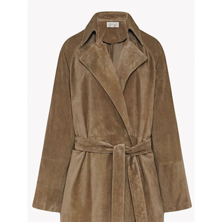 Dame Elegant og Fashionable Trench Coat Lavet af Høj- Kvalitets Suede Stilla