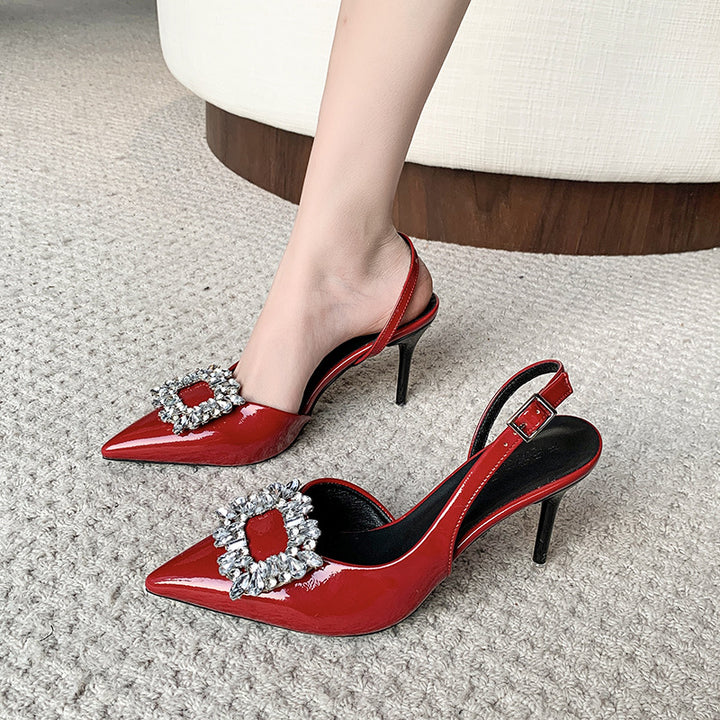 Dame elegante Slingback-pumps med krystaludsmykning Stilla