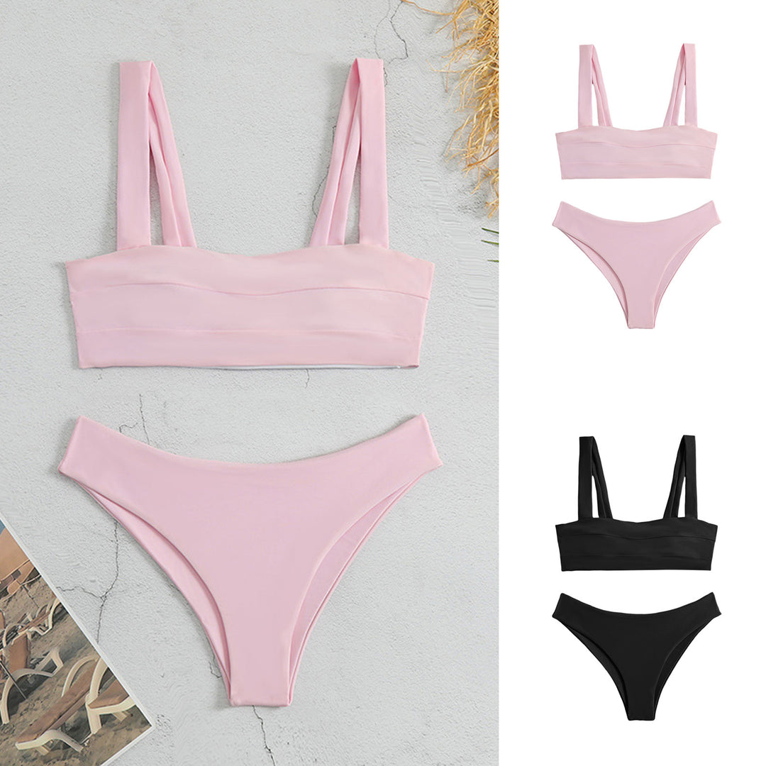 Dame Sporty Bikini-sæt med brede stropper og rynket top Stilla