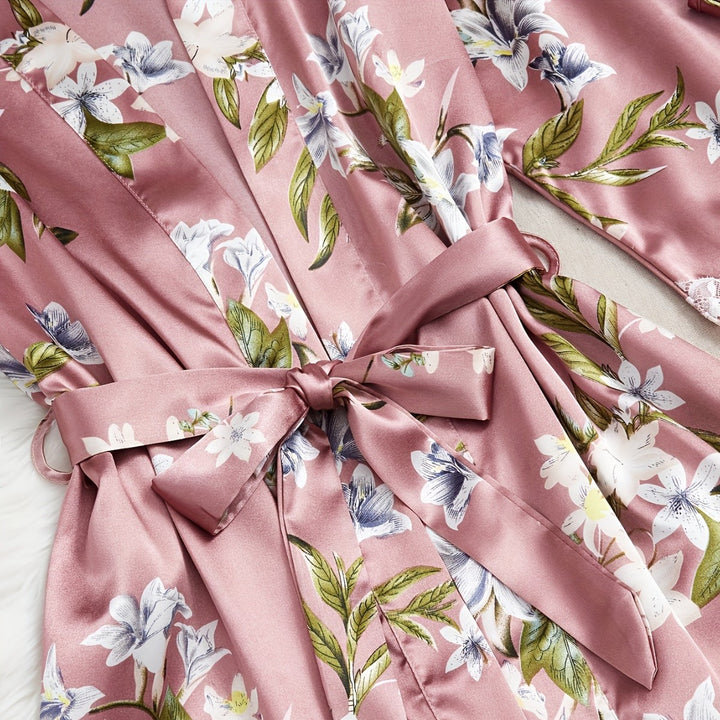 Femme Floral Satin Lounge-Sæt Stilla