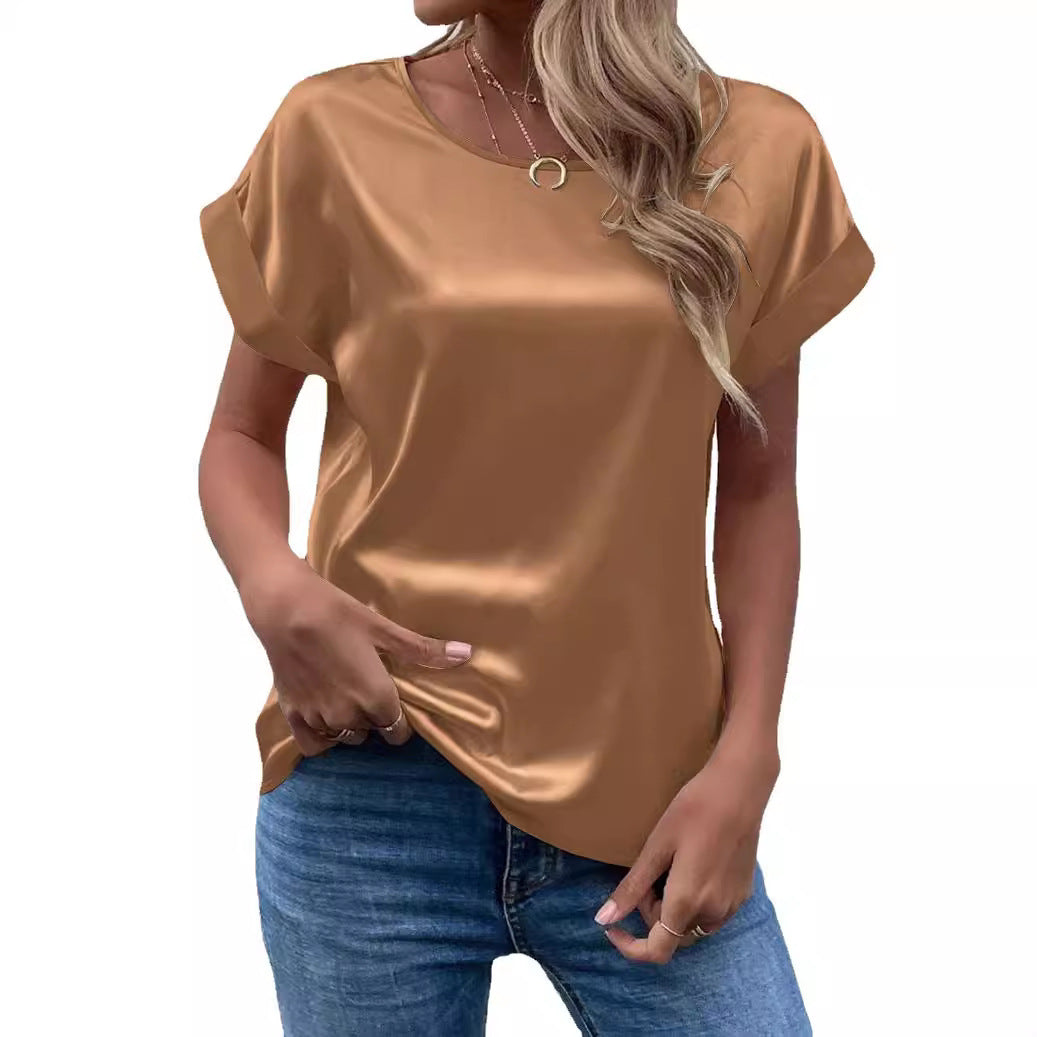 Damer elegant satinbluse med afslappet pasform Stilla