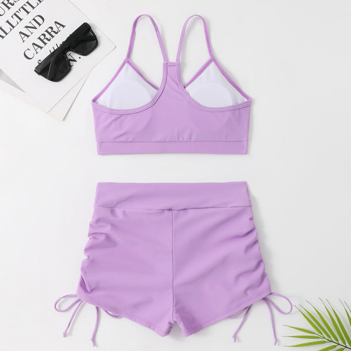 Dame Sporty Bikini sæt med rynket top og behagelige shorts Stilla