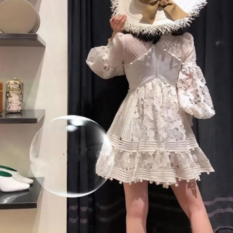Dame Elegant og legesyge blomsterkjole med puffærmer Stilla