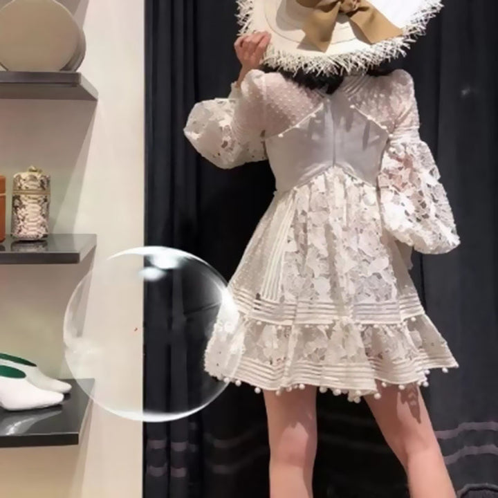 Dame Elegant og legesyge blomsterkjole med puffærmer Stilla