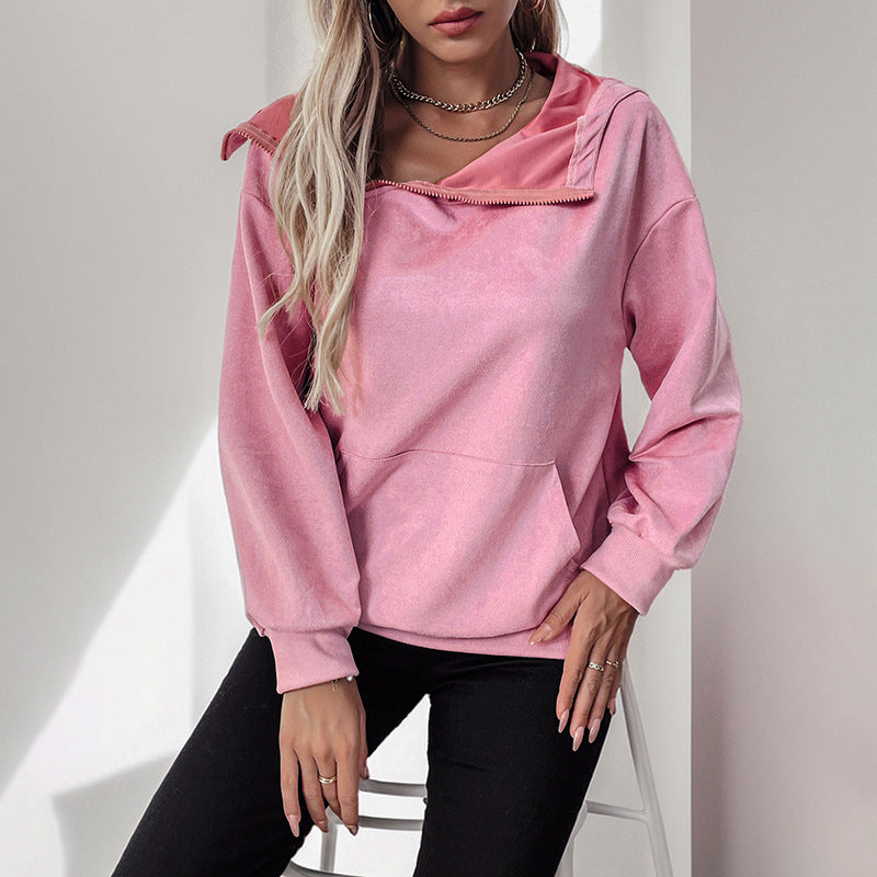 Dame afslappet hoodie med kængurulomme Stilla