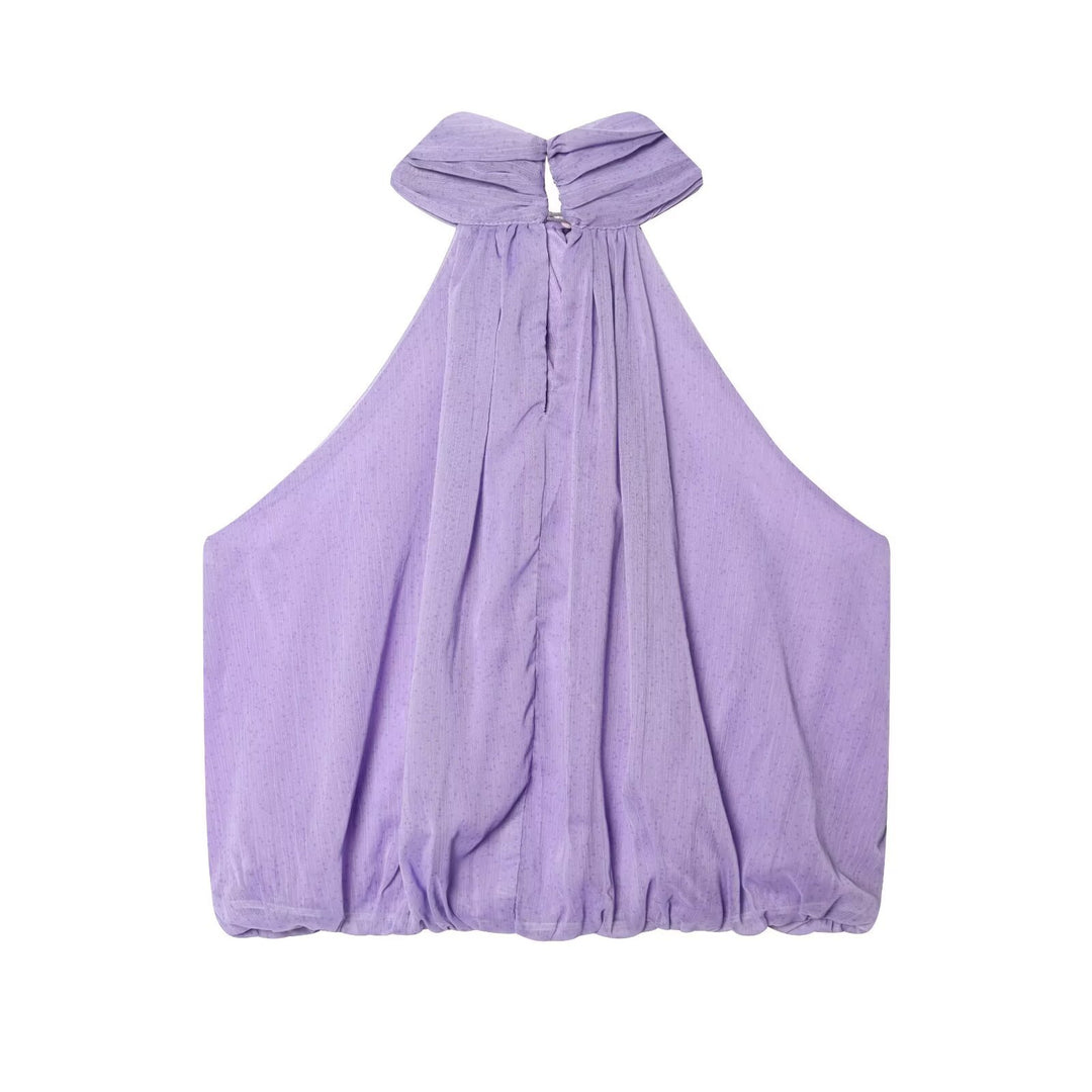 Dame halterneck-top med elegant drapering og kvalitetsstoffer Skovae
