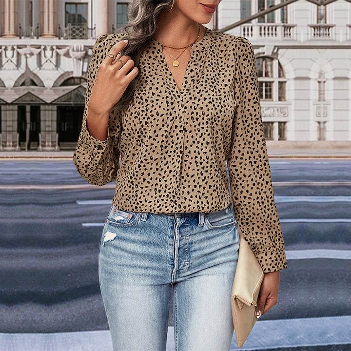 Dame chiffonbluse med trendy prikmønster og afslappet snit Stilla