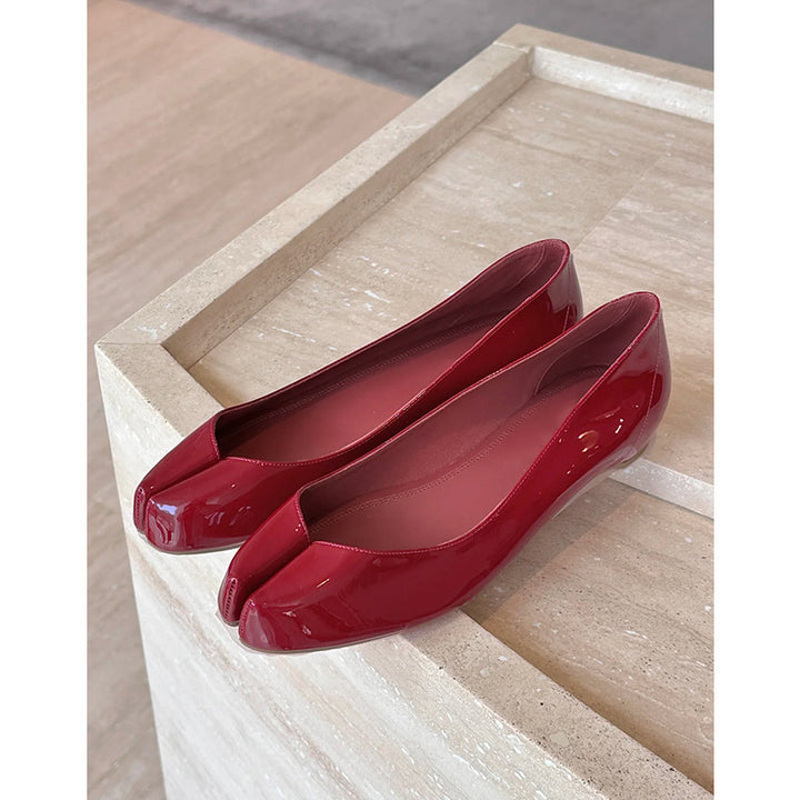 Damer Stilfuld Patent Læder Spids Tå Ballerinas Stilla
