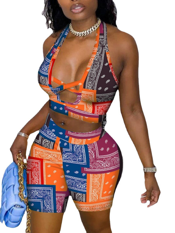 Dame Stilfuld Bandana-print To-delt Sæt Stilla