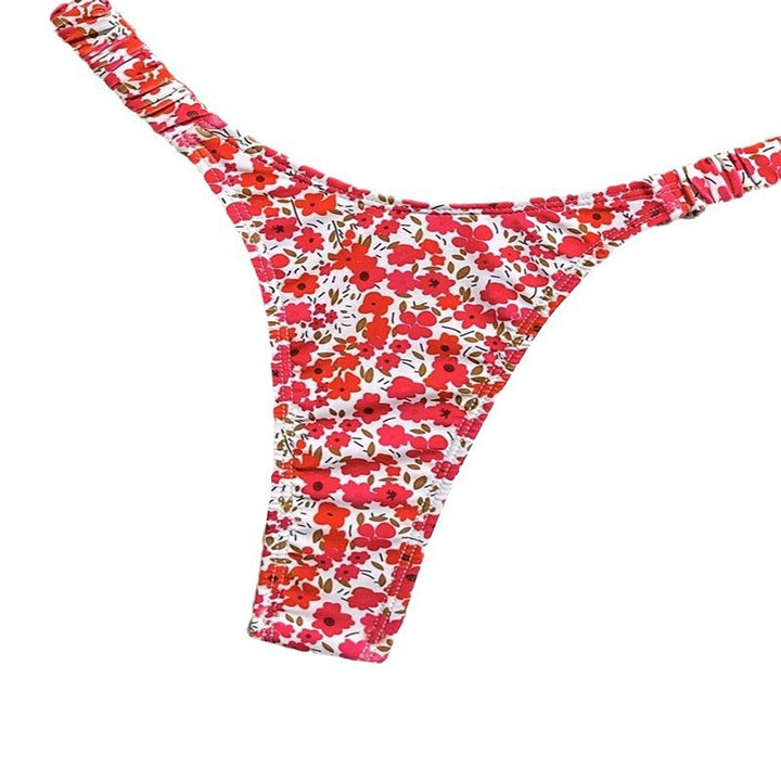 Dame triangel-bikini med justerbare stropper og farverigt blomsterdesign Skovae