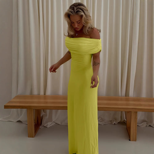 Damer Off-Shoulder Maxikjole med dekorative Rüschendetails Skovae